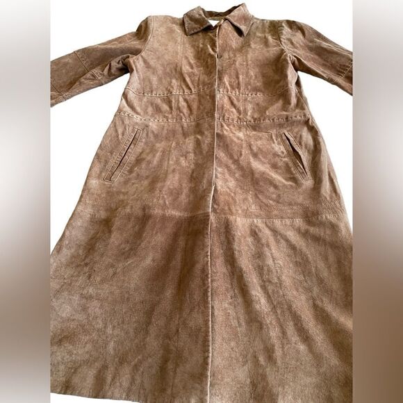 FABULOUS Alfred Sung Brown Long Suede Coat - Picture 7 of 15